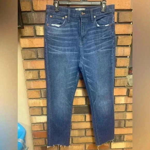 Women’s Madewell The High-Rise Slim BoyJean Fringe Denim Jeans - Picture 1 of 4